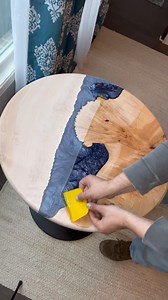 🐫 Wednesday ASMR vibes on the beautiful maple burl table! @meyspring Blue Calcite and @jeffrieswoodworks 🍁 maple burl fill out this 30” custom order too from our Build Your Own Etsy page. Link in bio. @odiesoil Super Duper Dark Oil #asmr #handcrafted #epoxyresin #resinart #kitchendecor | Fat Cat Wood Works LLC