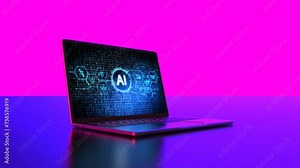 Ai technology in personal laptop computer 4k footage