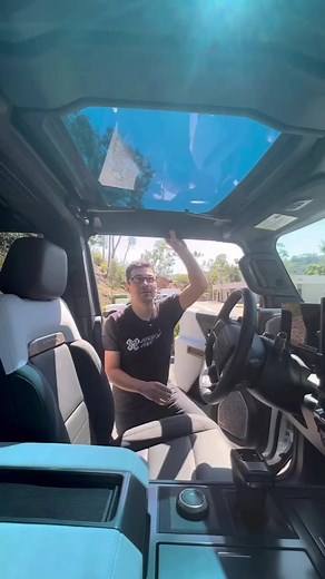 The Hummer EV has removable roof panels that fit in the frunk “front trunk,” has awesome animations for each drive mode, and drives hands free with Supercruise. It event changes lanes for you | Robin Gill | Facebook