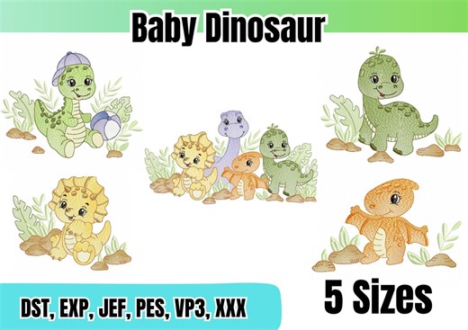 Boho Baby Dinosaur Embroidery Designs – Dino Patterns (digital Download) - Etsy