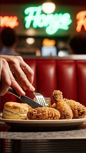 🍗 Diner Booth Classic | Crispy Fried Chicken & Honey Biscuits in Retro Neon Diner ✨