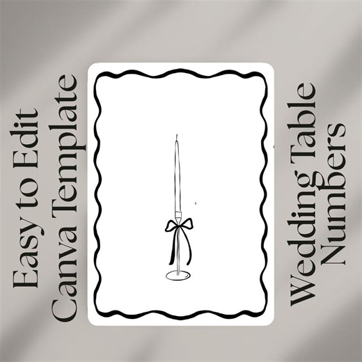 Elegant Wedding Table Numbers Template | Italian-inspired Candle Design | Editable Canva Template | Minimalist Reception Decor | - Etsy