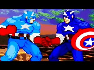 AvX Captain America vs. MvC Captain America FT2 - Avengers vs. X-Men (Mugen) Gameplay