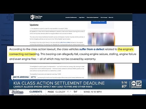 Kia engine failure class action settlement deadline consumers need to know