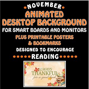 School Library Animated Digital Wallpaper Posters Bookmarks for Thanksgiving/Nov