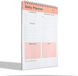 Daily Planner, To Do List Notepad, Spiral Notebook, Undated-52 Sheets-6.5" x 9.8" Checklist, Notebooks for Work, Personal Organizer Notepad, Daily Task Notebook (Orange)