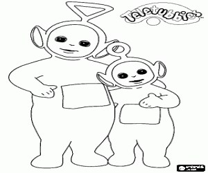The embrace of two Teletubbies coloring page printable game