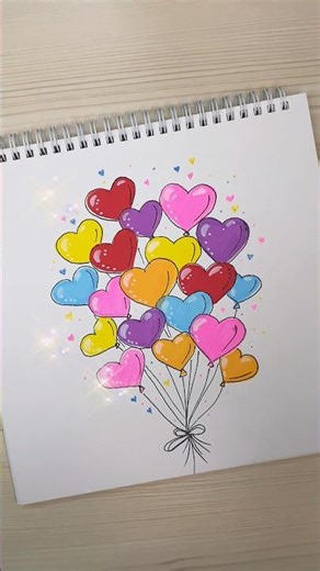 Heart Balloons Drawing 🎈 Easy & Satisfying Art ✨ #drawing #easydrawing #heartdrawing #balloon