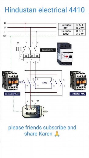 three phase motor reverse and forward control and power wiring diagram#electrician#youtubeshorts#st