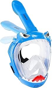 Full Face Snorkel Mask for Kids, Kids Snorkeling Set 180 Degree Panoramic View, Safe Anti-Leak Anti-Fog
