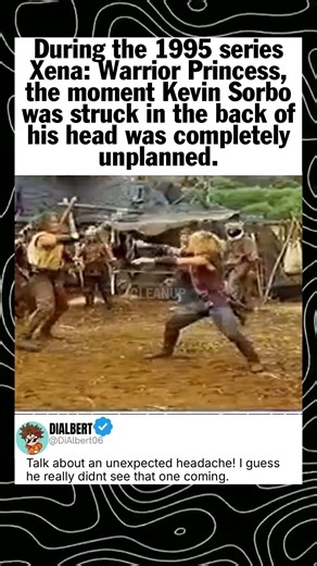 During the 1995 series Xena Warrior Princess, the moment Kevin Sorbo was struck ...