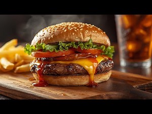Fast Food🍔 at Home Juicy Burger Recipe 🍟🥤