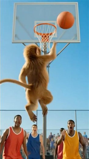 Monkey Basketball Superstar 🐵🏀 | Amazing Monkey Dodges Humans & Scores! #shorts #basketball