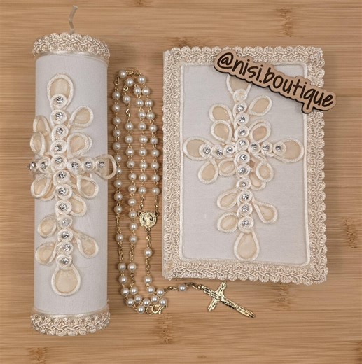 Beautiful English Communion Candle Set, Ivory First Communion Candle Set, 3 Pieces First Communion Candle Set or Confirmation Set. - Etsy