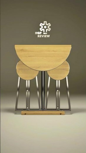 Foldable Small Space Dining Setup. Simple DIY Concept Made of Metal and Plywood