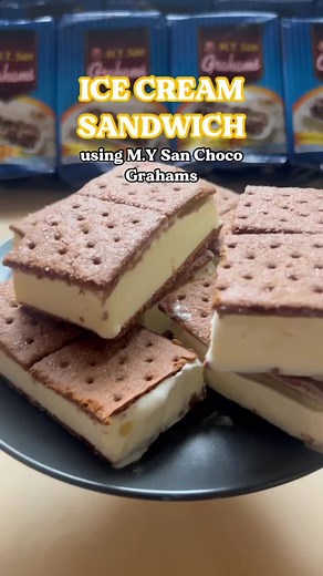Easy Ice Cream Sandwich Recipe Using M Y San Chocolate Grahams
