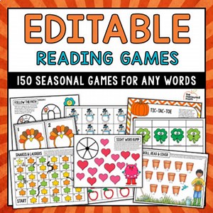 Editable Reading Games for Every Season - MEGA PACK!