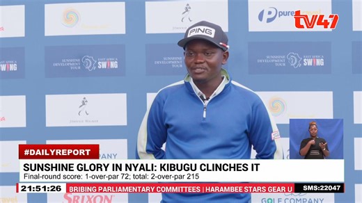 Kibugu wins Nyali leg of Sunshine Development Tour. Final-round score: 1-over-par 72; total: 2-over-par 215. Edges Rwanda’s Nsazuwera and Kenya’s Nduva. #TV47DailyReport #TheInsight #TruthHasANewAddress | TV47 Digital | Facebook