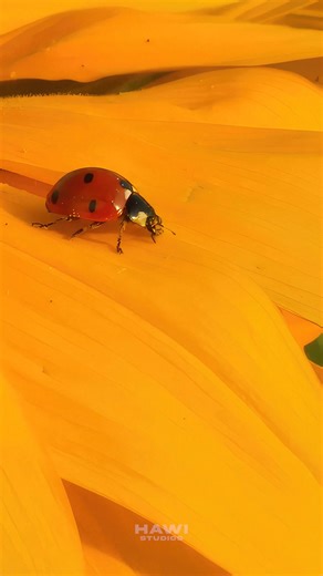 38K views · 496 reactions | Ladybug walking on Sunflower #ladybug #bug #sunflower #flower #yellow #red #nature #wildlife HA19669 | HAWI Studios | Facebook