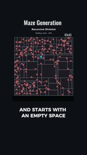kreggscode on Instagram: "Weirdest maze generation you will ever see! Recursive Division used for maze generation. #fyp #coding #learning #programming #programmer #algorithm #coding #computerscience"