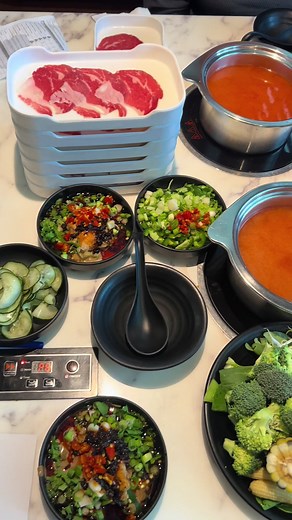 let’s have lunch at boiling world, all you can eat hot pot #hotpot #shabushabu #boilingworld #ranchocucamonga #beefbrisket #veggies #seafood #allyoucaneathotpot