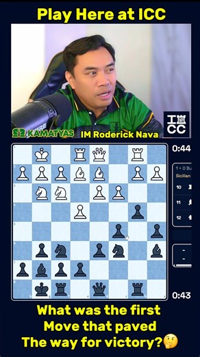 What Was The First Move That Led To Victory? Play In Internet Chess Club with IM Roderick Nava. #chess #viralreelsシ #kamatyas Internet Chess Club (ICC) | Kamatyas
