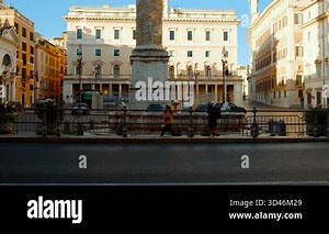 ROME, circa 2023 - The Marcus Aurelius Column, a Roman victory column in Piazza Colonna, Rome, Italy, consisting of a Doric column with a spiral relief Stock Video Footage - Alamy