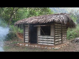 Primitive Skills: Use the stone ax to make the primitive Hut (primitive technology skills) Part 1