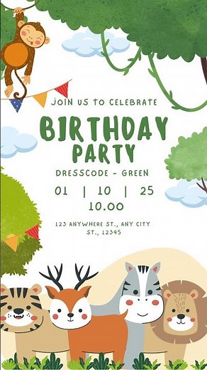Charming Green & White Birthday Invitation Template | Perfect for Your Celebration 🎉