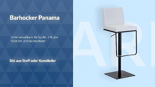 CLP Barhocker Panama Kunstleder I Höhenverstellbarer Barstuhl I Thekenhocker Mit Lehne Und Fußstütze I In Vielen Farben, Farbe:weiß, Gestell Farbe:Edelstahl