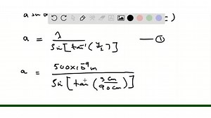Laser light of wavelength 500.0 nm illuminates two identical slits, producing an interference pattern on a screen 90.0 cm from the slits. The bright bands are 1.00 cm apart, and the third bright bands on either side of the central maximum are missing in the pattern. Find the width and the separation of the two slits. | Numerade