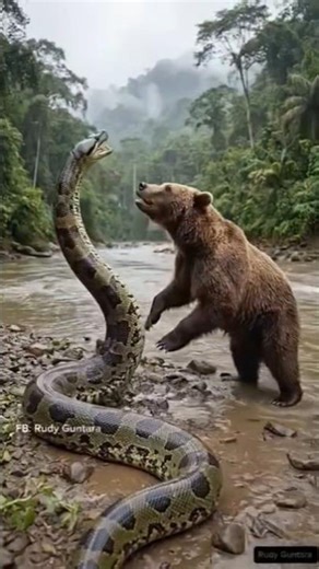Bear vs Giant Anaconda Fight | Real Wildlife Battle | Snake vs Bear Attack | Dangerous Jungle Fight