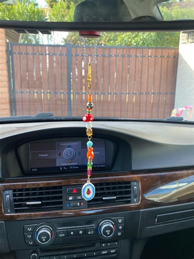 Colorful Lucky Charm Car Mirror Keychain – Mushroom, Mushroom Charm & Ladybug Beaded Rearview Mirror Accessory, Car Acessory - Etsy