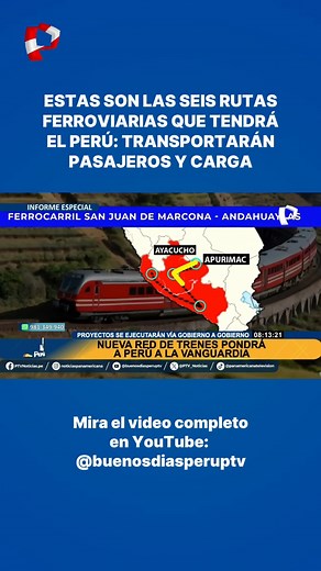 Estas son las seis rutas ferroviarias que tendrá el Perú: transportarán pasajeros y carga. #PanamericanaTelevisión #rutas #trenes #transporte #Perú #pasajeros