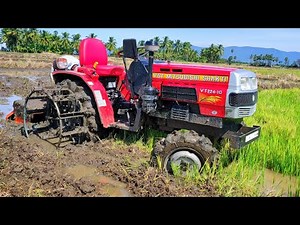 VST Mitsubishi Shakti VT 224-1D 4wd Mini tractor puddling performance | Bull agro rotavator