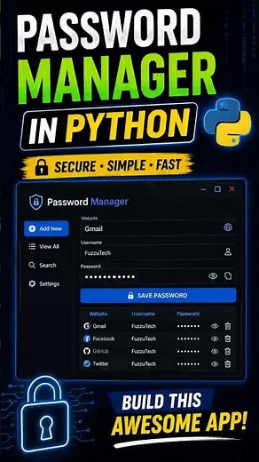 🔐 Build a Modern Password Manager in Python using CustomTkinter! Save passwords securely 🚀