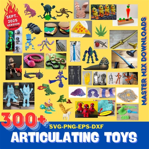 Articulating Toys 3D Printer STL Bundle – 300  Robots, Dinosaurs, Animals, Fidgets & Fantasy Figures - Etsy