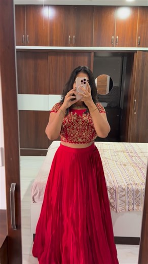 Patlola manisha on Instagram: "Price :6500/- Fully stitched/Size customisation only DM FOR ORDERS 💌 ✨ Product Name: Ruby Royale Embroidered Lehenga Set 🎨 Colour: Deep Crimson Red Blouse Fabric & Work: The blouse is crafted from premium crepe in a rich crimson red shade. It is beautifully adorned with intricate antique gold floral embroidery spread evenly across the bodice, giving a regal and festive appeal. Designed with a classic round neckline and cap sleeves, the blouse is fin