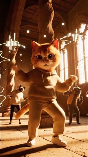 Tabby Cat Dance Party at La Lonja de la Seda 🐱💃🏛️ #CatDance #Valencia #FunnyCat #ViralCat