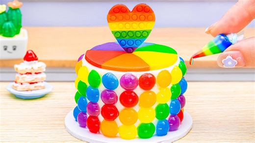 Mini Jelly Rainbow Cake ASMR – Satisfying Miniature Baking Tutorial