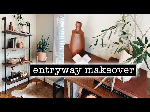 Entryway makeover hacks with bookcase styling tips