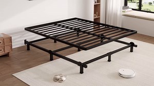 2 Inch Queen Metal Box Spring with Round Corners - 3000 lbs Capacity, Low Profile Bed Slat Replacement Bunkie Board with Steel Slats, Noise-Free, Easy Assemble, Black