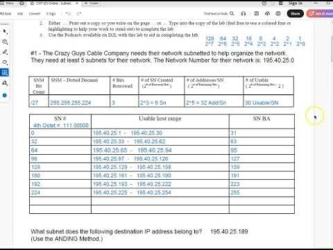 CNT125 Online Subnet Problems Lab 1 Part 1 Sp26
