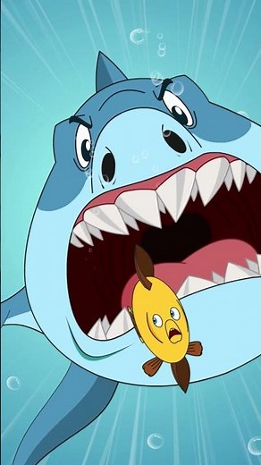 Megalodon chasing and eating a fish