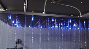 Large Rain Shower Head 32x16Inch Wide Coverage Stainless Steel LED Rainfall Showerhead with Silicone Nozzles, Light Up by Water, Fits 2 People, Ceiling or Flush Adjustable Mount, Matte Black