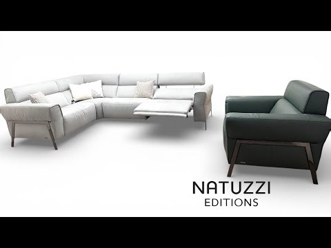 Natuzzi Editions Eleganza C021 Modular Corner Grey Sfinge Fabric Power Recliner Power Headrests