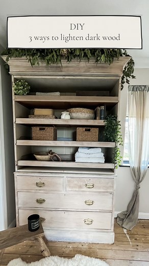 How to lighten dark mahogany or teak wood. 🖤 My heart always used sink a little when ever I sand back the varnish or paint and I find a dark wood underneath. So I have tried and tested several ways to lighten wood to give it that gorgeous weathered oak look. To save my self writing this 3x you always need to sand the item first. 1. Wood Bleach - I use A & B wood bleach solution you literally paint on the first let it dry and then paint on the second and it’s pretty much as simple as that. It ca