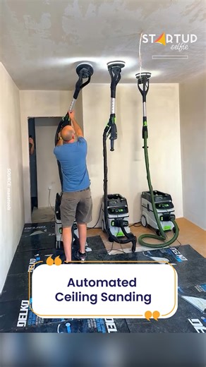 Smooth ceilings, no mess — this sanding tool does it all. | Startup Selfie