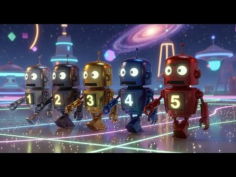 Five Little Robots Marching in Line 🤖🔢🎶 | Learn Numbers for Kids | Counting Song and Fun Learning