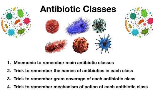 【药理学|抗生素种类】Antibiotic Classes：Mnemonic, Coverage, Mechanism of Action